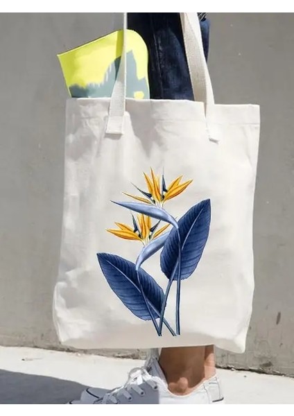 TOTE28689 35CMX40CM Kadın Baskı Alışverişçi Rahat Alışveriş Çantaları Kadın Omuz Moda 90S Stil Çiçek Çiçek Kız Grafik Kanvas Tote Çanta (Yurt Dışından)