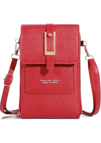 Şarap Kırmızı Yeni Çok Fonksiyonlu Kadın Çantaları Şeffaf Dokunmatik Ekran Telefon Çantası Trend Basit Crossbody Çanta Kadın Moda Cüzdan Para Çantası (Yurt Dışından)
