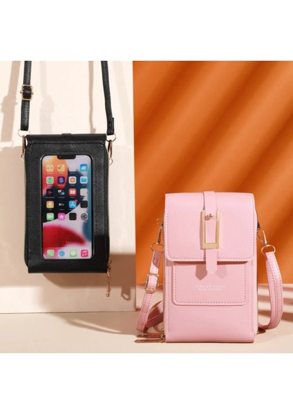 Şarap Kırmızı Yeni Çok Fonksiyonlu Kadın Çantaları Şeffaf Dokunmatik Ekran Telefon Çantası Trend Basit Crossbody Çanta Kadın Moda Cüzdan Para Çantası (Yurt Dışından) modelleri