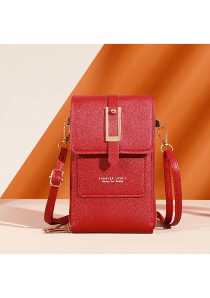 Şarap Kırmızı Yeni Çok Fonksiyonlu Kadın Çantaları Şeffaf Dokunmatik Ekran Telefon Çantası Trend Basit Crossbody Çanta Kadın Moda Cüzdan Para Çantası (Yurt Dışından) fırsatları