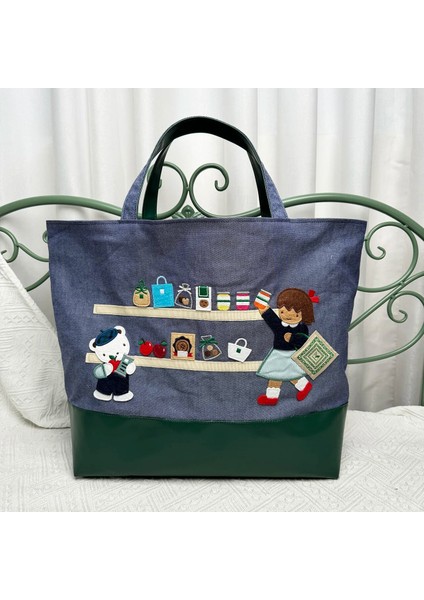 780166 Kawaii Sevimli Karikatür Kadın Çantası Tote Yatay Kare Çanta Kovboy Nakış Çanta Tote 780165 (Yurt Dışından) modelleri