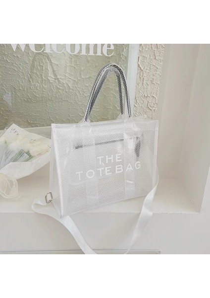 Beyaz Smalll Kadınlar Için Bez Çantalar 2023 Yaz Yeni Lüks Tasarımcı Çanta Büyük Temizle Plaj Alışverişçi Alışveriş Çantası Büyük Totebag Kare Çanta (Yurt Dışından)
