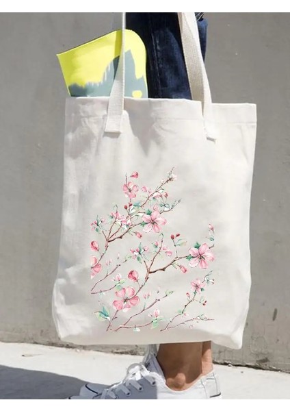 TOTE28689 35CMX40CM Kadın Baskı Alışverişçi Rahat Alışveriş Çantaları Kadın Omuz Moda 90S Stil Çiçek Çiçek Kız Grafik Kanvas Tote Çanta (Yurt Dışından) fırsatları