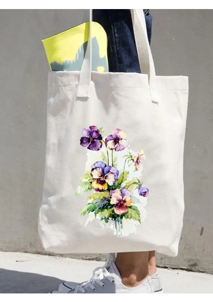 TOTE28689 35CMX40CM Kadın Baskı Alışverişçi Rahat Alışveriş Çantaları Kadın Omuz Moda 90S Stil Çiçek Çiçek Kız Grafik Kanvas Tote Çanta (Yurt Dışından) indirimleri