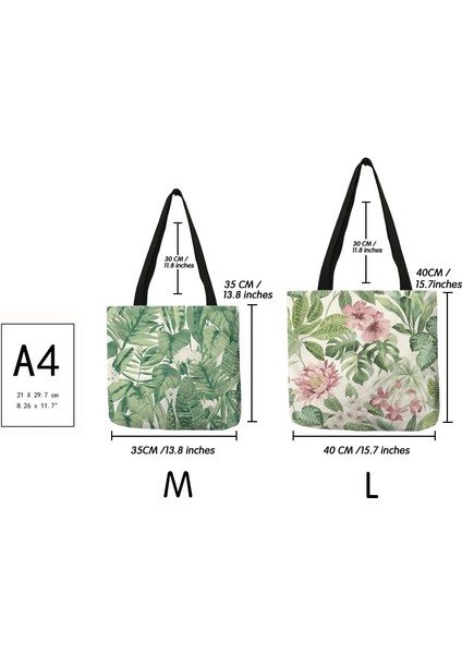 Desen 3 Boyut M 35X35 cm Taze Çiçek Baskı Çanta Kadın Bayanlar Moda Rahat Tote Seyahat Alışveriş Çantaları Bakkal Süpermarket Için (Yurt Dışından) indirimleri