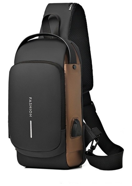 Siyah Polarshe Erkekler Çok Fonksiyonlu Anti Hırsızlık USB Omuzdan Askili Çanta Erkek Crossbody Messenger Seyahat Sling Göğüs Çanta Paketi Çapraz Vücut Çanta (Yurt Dışından)