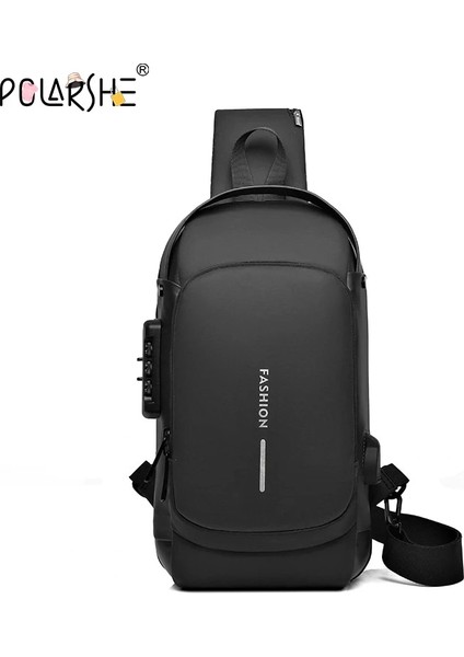 Siyah Polarshe Erkekler Çok Fonksiyonlu Anti Hırsızlık USB Omuzdan Askili Çanta Erkek Crossbody Messenger Seyahat Sling Göğüs Çanta Paketi Çapraz Vücut Çanta (Yurt Dışından) fiyatları