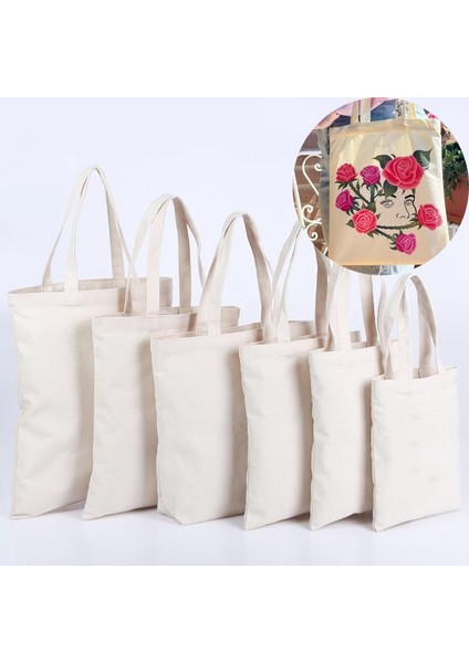 BEJ-32X42X10CM Büyük Kapasiteli Kanvas Alışveriş Çantaları Katlanır Çevre Dostu Pamuk Bez Çantalar Yeniden Kullanılabilir Diy Omuz Çantası Bakkal Çanta Bej Beyaz (Yurt Dışından) indirimleri