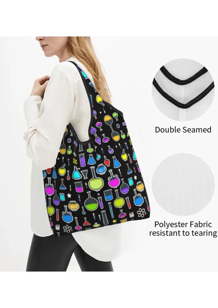 Stil 10 Alışveriş Çantası Kawaii Baskılı Beher Laboratuvar Teknolojisi Alışveriş Bez Çantalar Taşınabilir Omuz Alışverişçi Bilim Kimya Çanta (Yurt Dışından) indirimleri