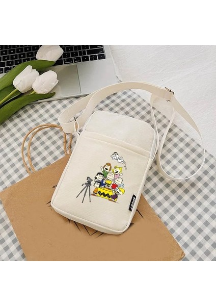 SNB0517 Snoopies Anime Köpek Hayvan Kadın Crossbody Çanta Omuz Çantası Kadın Küçük Çanta Kanvas Öğrencileri Tek Omuz Çanta El Çantaları (Yurt Dışından)
