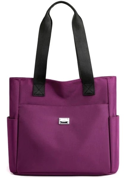 Mor 2023 Yeni Su Geçirmez Naylon Omuz Çantası Hafif Tote Çanta Doğum Günü Hediyesi Büyük Kapasiteli Taşınabilir Çanta Omuz Çantası (Yurt Dışından)