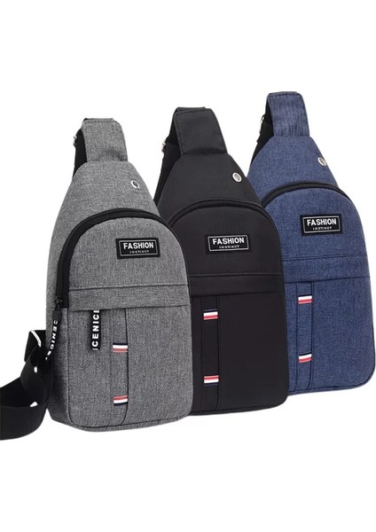 Gri 17X31CM Erkek Göğüs Çantası Rahat Bel Çantası Erkek Su Geçirmez Omuz Crossbody Çanta Naylon Çanta (Yurt Dışından) modelleri