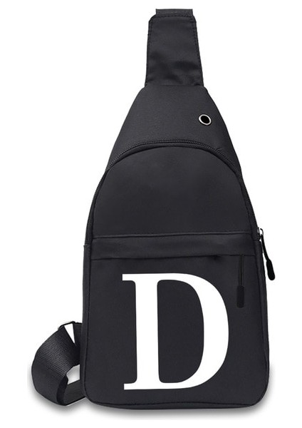 D Harfi Erkekler Moda Göğüs Çantası 26 Mektuplar Baskılı Doğa Sporları Kanvas Organizatör Cüzdan Erkek Rahat Messenger Omuz Çantaları Fanny Paketi (Yurt Dışından)