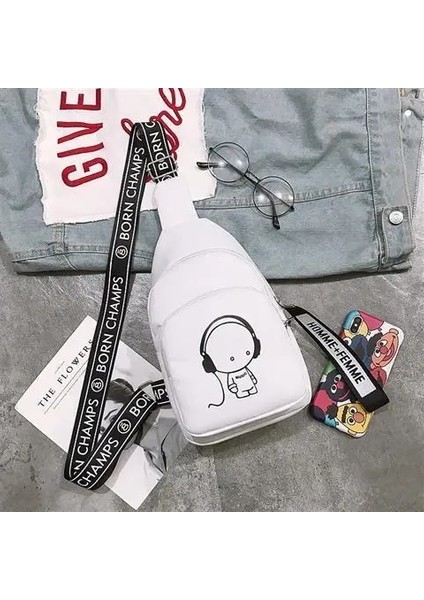 Beyaz-Y Güzel Moda Kadın Omuz Çantası Alışveriş Seyahat Dağcılık Çok Fonksiyonlu Crossbody Çanta Sadelik Saklama Göğüs Çantası (Yurt Dışından)