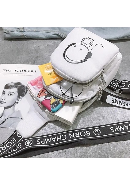 Beyaz-Y Güzel Moda Kadın Omuz Çantası Alışveriş Seyahat Dağcılık Çok Fonksiyonlu Crossbody Çanta Sadelik Saklama Göğüs Çantası (Yurt Dışından) indirimleri