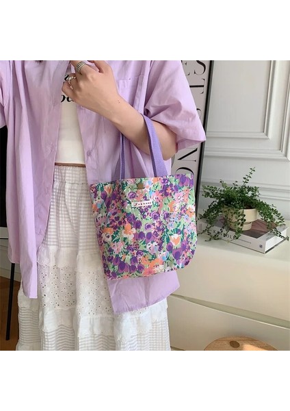 Kırmızı Çiçek Yaprağı 10X25X20 cm Kore Tarzı Sevimli Çiçek Kanvas Küçük Alışveriş Çantası Kadın Kadın Kız Çanta Öğle Yemeği Çantaları Alışveriş Bezi El Çantası Çanta (Yurt Dışından) modelleri