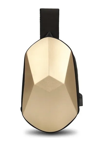 Altın 2021 Yeni Göğüs Çantası Erkek Moda Üç Boyutlu Sert Kabuk Su Geçirmez Sürme Çift USB Şarj Messenger Sling Omuz Çantaları (Yurt Dışından)