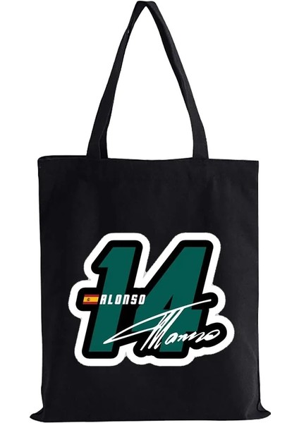W10 35X40CM Iki Taraflı F1 Racers Numarası 55 44 33 Max Sergio Lewis Fernando Carlos Bez Çantalar Alışveriş Çantası Kanvas Yeniden Kullanılabilir Büyük Omuz Çantaları (Yurt Dışından) indirimleri