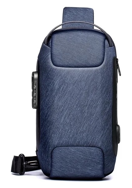Erkekler Için 9530 Mavi Weixier Omuz Çantası Su Geçirmez USB Adam Crossbody Çanta Anti-Hırsızlık Kısa Seyahat Messenger Sling Moda Tasarımcısı Göğüs Çantası (Yurt Dışından)