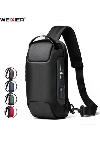 Erkekler Için 9530 Mavi Weixier Omuz Çantası Su Geçirmez USB Adam Crossbody Çanta Anti-Hırsızlık Kısa Seyahat Messenger Sling Moda Tasarımcısı Göğüs Çantası (Yurt Dışından) fiyatları