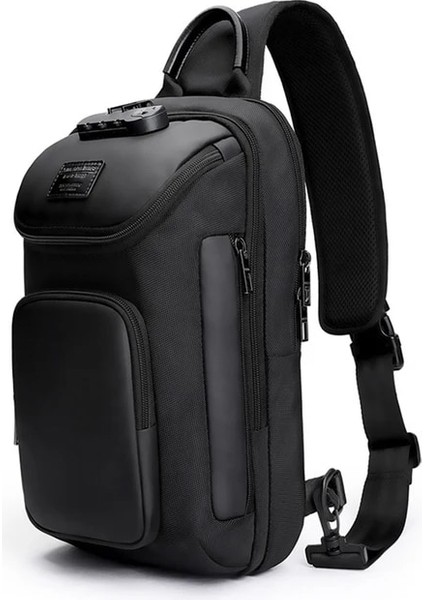 Siyah Marka Büyük Kapasiteli Erkekler Oxford Su Geçirmez Çok Fonksiyonlu Omuzdan Askili Çanta Crossbody Çanta Messenger Göğüs Sling Seyahat Paketi Erkek (Yurt Dışından)