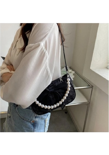 Beyaz Fold 2 20X6.5X12CM Moda Inci Zincirler Tasarım Kadın Omuz Messenger Çanta Tatlı Yay Bayanlar Crossbody Çanta Çiçek Desen Kadın Kare Çanta (Yurt Dışından) fiyatları