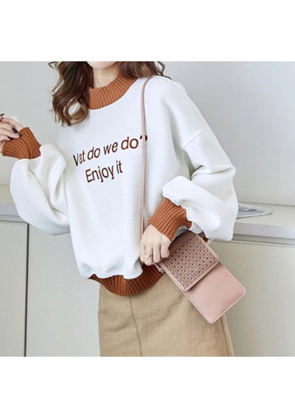 Pembe Çapraz Vücut Cep Telefonu Çantası Dokunmatik Ekran Temizle Pencere Mini Çanta Cep Telefonu Çanta Kılıfı DIN889 (Yurt Dışından) indirimleri