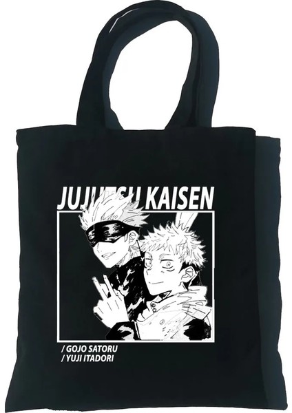 B2059-3 Gojo Satoru Kadın Kanvas Tote Alışveriş Çantası Kız Jujutsu Kaisen Takımı Omuz Çantaları Bayan Büyük Kapasiteli Vahşi Messenger Çanta (Yurt Dışından)