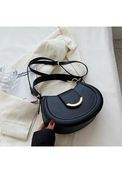 Siyah Kadın Çanta Trendy Marka Tasarımcısı Fermuar Küçük Çanta Bayan Moda Omuz Çantası Pu Deri Rahat Hobo Çanta (Yurt Dışından)