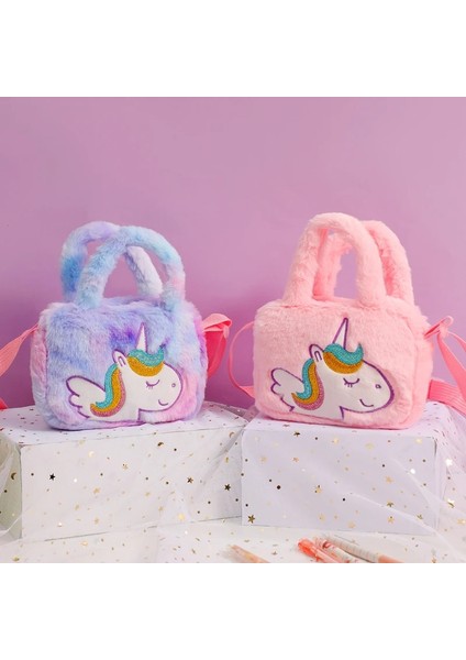 Pembe 18X5X13 cm Çocuk Peluş Sırt Çantası Karikatür Omuzdan Askili Çanta Sevimli Unicorn Işlemeli Çanta Anaokulu Kız Aperatif Çanta (Yurt Dışından) fiyatları