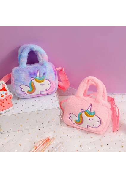 Pembe 18X5X13 cm Çocuk Peluş Sırt Çantası Karikatür Omuzdan Askili Çanta Sevimli Unicorn Işlemeli Çanta Anaokulu Kız Aperatif Çanta (Yurt Dışından) fırsatları