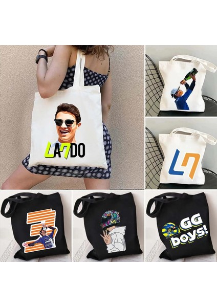 B 32 35X40CM F1 Racer Lando Norris 4 Formula 1 Daniel 3 Yarış Arabası Kask Erkek Kadın Omuz Kanvas Tote Çanta Shopper Yaz Alışveriş Çantaları (Yurt Dışından) indirimleri