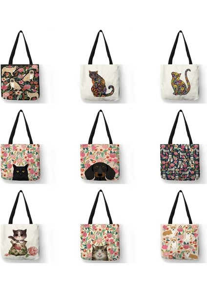 Desen 17 Boyut L 40X40 cm Özel Çiçek Pet Köpek Kedi Baskı Kadın Tote Çanta Rahat Okul Seyahat Omuz Çantası Süpermarket Için Yeniden Kullanılabilir Alışveriş Çantaları (Yurt Dışından) modelleri