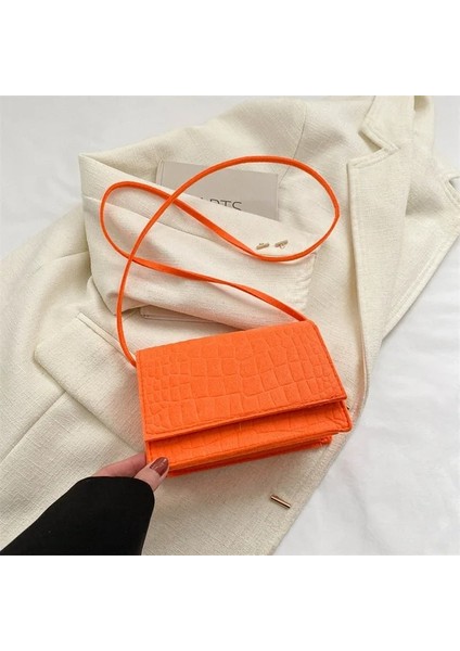 Turuncu 2023 Trend Crossbody Çanta Bayan Çanta Retro Tasarımcı Lüks Kare Kadın Tote Omuz Çanta Kore Tote Çanta Cüzdan (Yurt Dışından)
