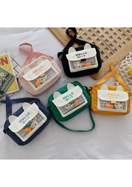 Siyah 2022 Kadın Kanvas Çanta Karikatür Tavşan Postacı Çantası Kadınlar Için Öğrenci Sevimli Kız Omuzdan Askili Çanta Bayanlar Alışveriş Çantası Crossbody (Yurt Dışından) fiyatları