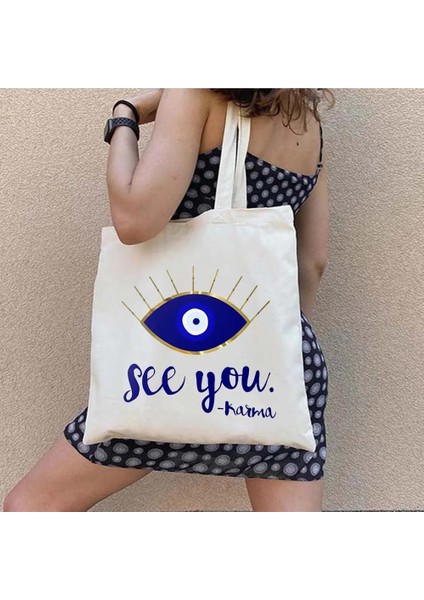 83 35X40 cm Renkli Nazar Psychedelic Mavi Yeşil Moda Erkek Kadın Kanvas Alışveriş Çantası Omuz Harajuku Eco Shopper Pamuk Çanta (Yurt Dışından) modelleri