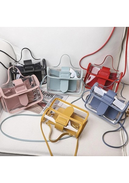 Kırmızı Ilkbahar Yaz Moda Kadın Şeffaf Kare Tek Kollu Çanta Serin Pvc Omuz Çantası Messenger Çanta Cep Tatlı Bayan Çantası (Yurt Dışından) fırsatları