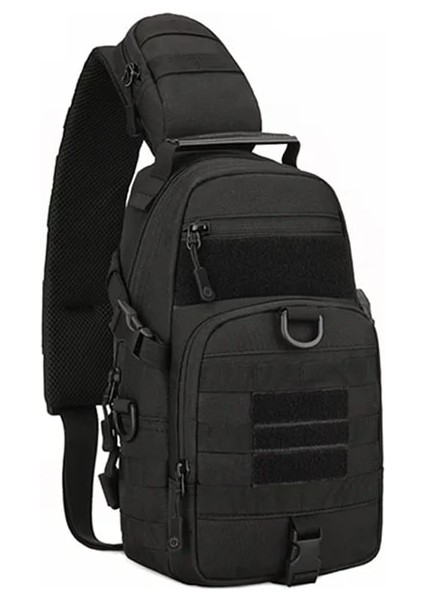 Siyah Erkek Yüksek Kaliteli Ordu Askeri Taktik Omuz Çantası Açık Spor Seyahat Crossbody Çanta Unisex Avcılık Göğüs Tek Kollu Çanta (Yurt Dışından)