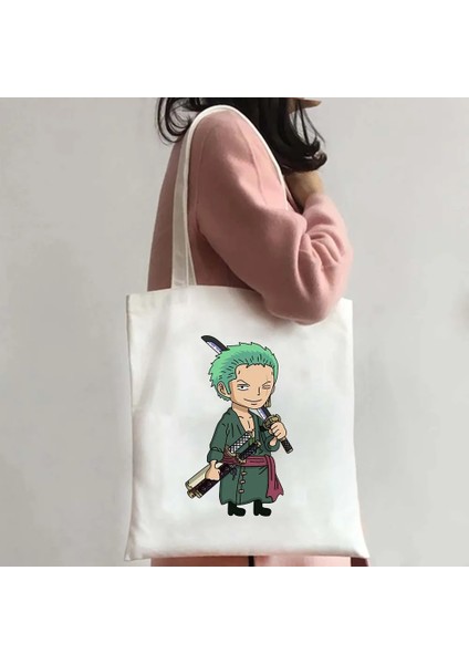 02 35X40CM Anime Tek Parça Maymun Sevimli Luffy Zoro Bez Çantalar Alışveriş Kanvas Çanta Büyük Kapasiteli Plaj Çantası Yeniden Kullanılabilir Alışveriş Çantaları (Yurt Dışından) indirimleri