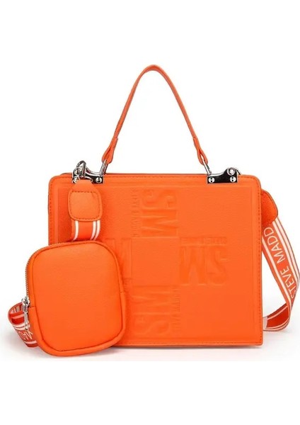 19ORANGE Kabartmalı Işe Gidiş Çantası Trendy Pu Deri Omuz Çantaları Bayan Çanta Çanta Vintage Kadınlar Için Crossbody Çanta Rahat Omuz Çantaları (Yurt Dışından)