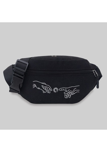 6WHITE PICTURE001 Moda Göğüs Haberci Çanta Kadın Seyahat Bel Çantası Beyaz Resim Serisi Omuz Crossbody Çanta Doğa Sporları Bel Saklama Çantası (Yurt Dışından)