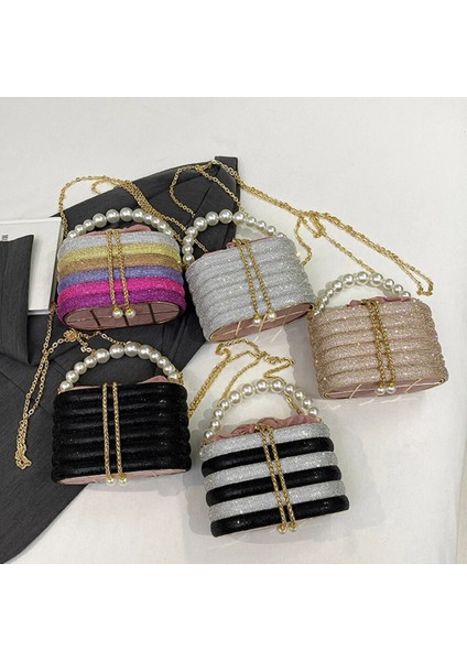 Altın 20X11X12 5 cm Lüks Elmas Kutu Çanta Çanta Inciler Boncuklu Kolu Akşam Debriyaj Taklidi Omuz Crossbody Çanta Şeker Renk Ipli Çanta (Yurt Dışından) modelleri