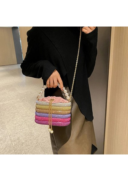 Altın 20X11X12 5 cm Lüks Elmas Kutu Çanta Çanta Inciler Boncuklu Kolu Akşam Debriyaj Taklidi Omuz Crossbody Çanta Şeker Renk Ipli Çanta (Yurt Dışından) fırsatları
