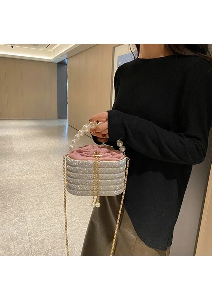 Altın 20X11X12 5 cm Lüks Elmas Kutu Çanta Çanta Inciler Boncuklu Kolu Akşam Debriyaj Taklidi Omuz Crossbody Çanta Şeker Renk Ipli Çanta (Yurt Dışından) indirimleri