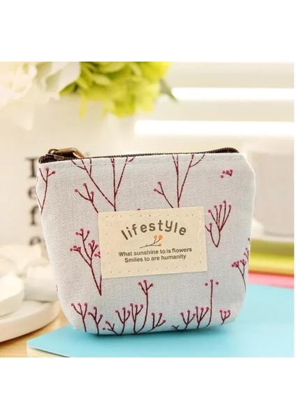 Mavi Moda Çiçek Deseni Bozuk Para Çantaları Küçük Taze Kanvas Para Cüzdan Bayan Kız Kulaklık Sikke Anahtar Para Saklama Çantası Fermuarlı Kese (Yurt Dışından)