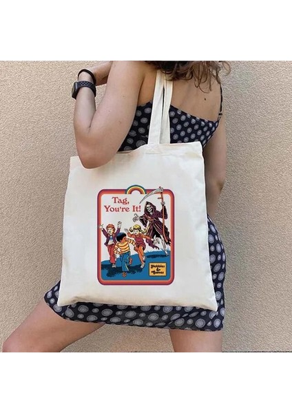 W 55 35X40CM Yabancılarla Konuşma Cadılar Bayramı Hayaletleri Zihin Kontrolü Jenny Erkek Kadın Pamuk Alışveriş Omuz Kanvas Tote Çantalar Shopper Çanta (Yurt Dışından)