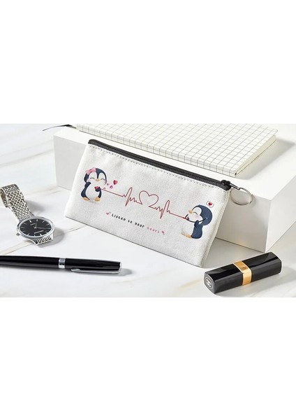 STYLE11 Karikatür Penguen Kadın Bozuk Para Cüzdanı Sevimli Hayvan Fermuar Çocuk Kız Para Cüzdan USB Kablosu Kulaklık Mini Çanta Anahtar Cüzdan Kozmetik Çantası (Yurt Dışından)