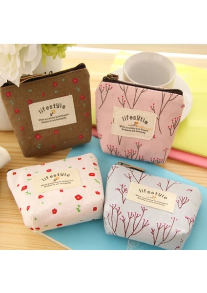 Kahve Moda Çiçek Deseni Bozuk Para Çantaları Küçük Taze Kanvas Para Cüzdan Bayan Kız Kulaklık Para Anahtarı Para Saklama Çantası Fermuarlı Kese (Yurt Dışından) modelleri