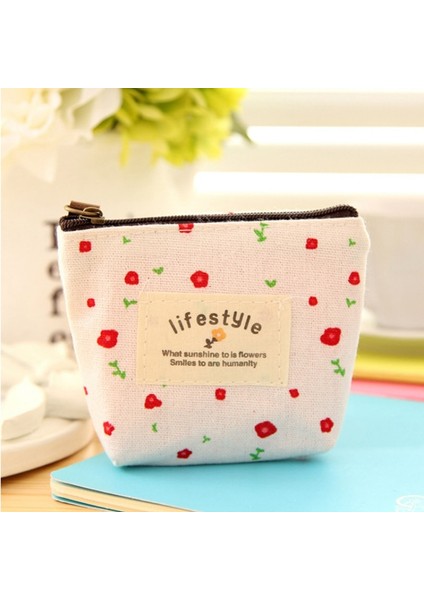 Kahve Moda Çiçek Deseni Bozuk Para Çantaları Küçük Taze Kanvas Para Cüzdan Bayan Kız Kulaklık Para Anahtarı Para Saklama Çantası Fermuarlı Kese (Yurt Dışından) fırsatları