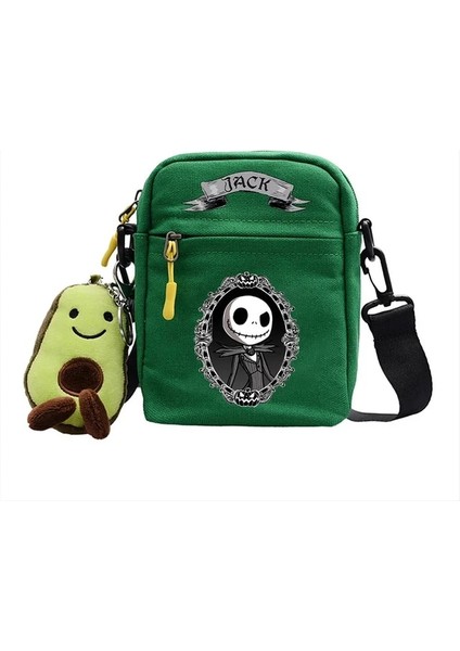 D-2 Noel Öncesi Kabus Omuz Çantaları Karikatür Jack Rahat Kanvas Crossbody Çanta Kadın Erkek Anime Mini Saklama Çantası (Yurt Dışından)